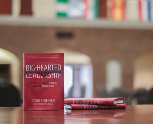 Best Leadership Books: stack of “Big-Hearted Leadership” by Donn Sorensen