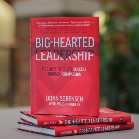 Stack of “Big-Hearted Leadership” books by Donn Sorensen